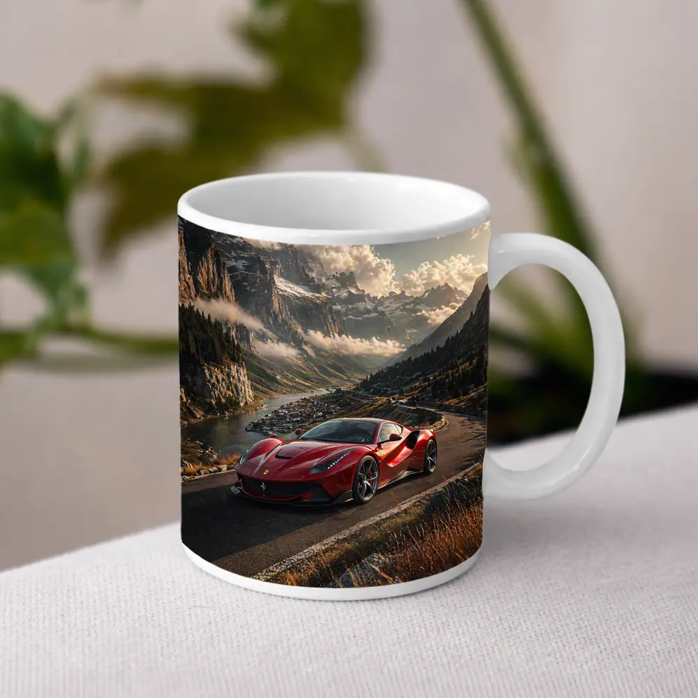 Ferrari F8 Tributo Red Alpine Mountain Road – Mugs