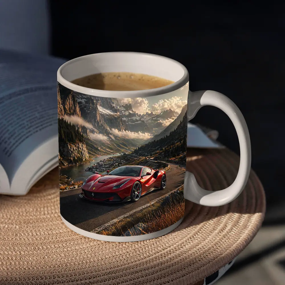 Ferrari F8 Tributo Red Alpine Mountain Road – Mugs
