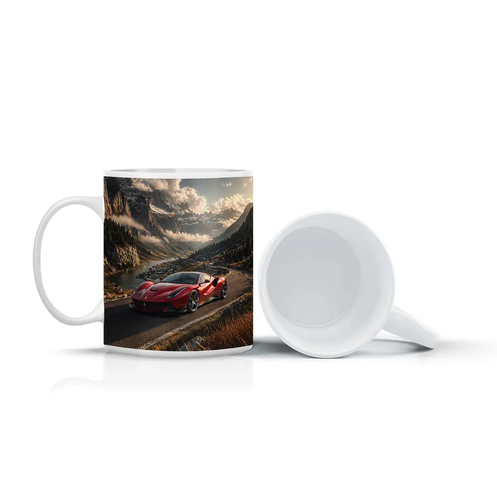 Ferrari F8 Tributo Red Alpine Mountain Road – Mugs