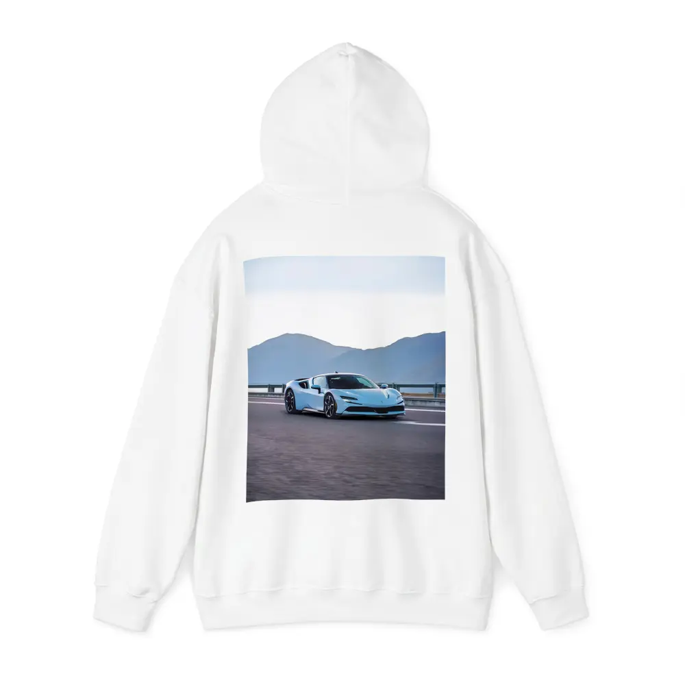 Ferrari SF90 Stradale Light Blue Mountain Road – Hoodies