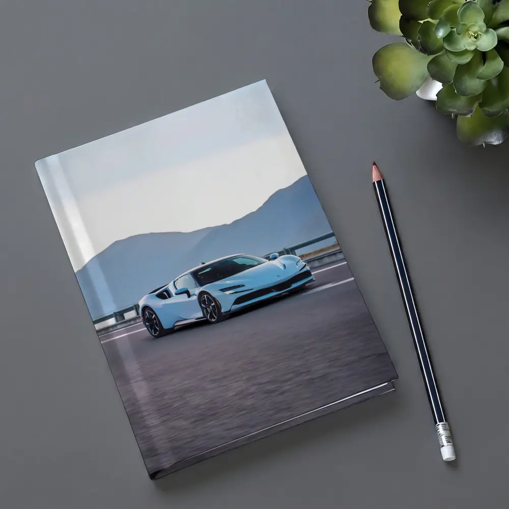 Ferrari SF90 Stradale Light Blue Mountain Road – Notebooks