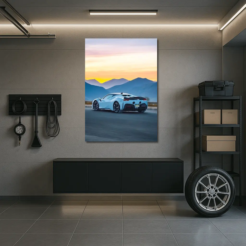 Ferrari SF90 Stradale Mountain Sunset Drive – Wall Art