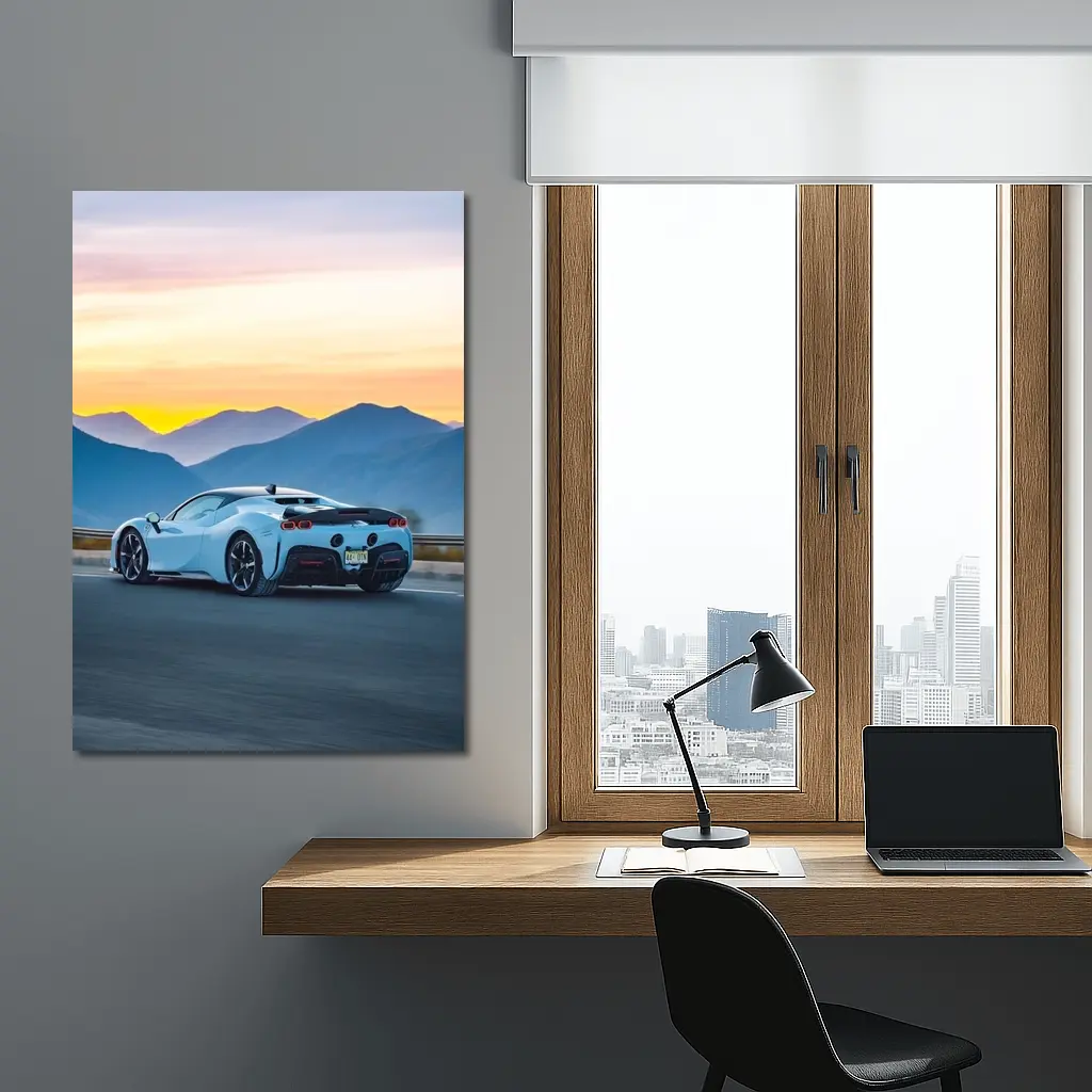 Ferrari SF90 Stradale Mountain Sunset Drive – Wall Art