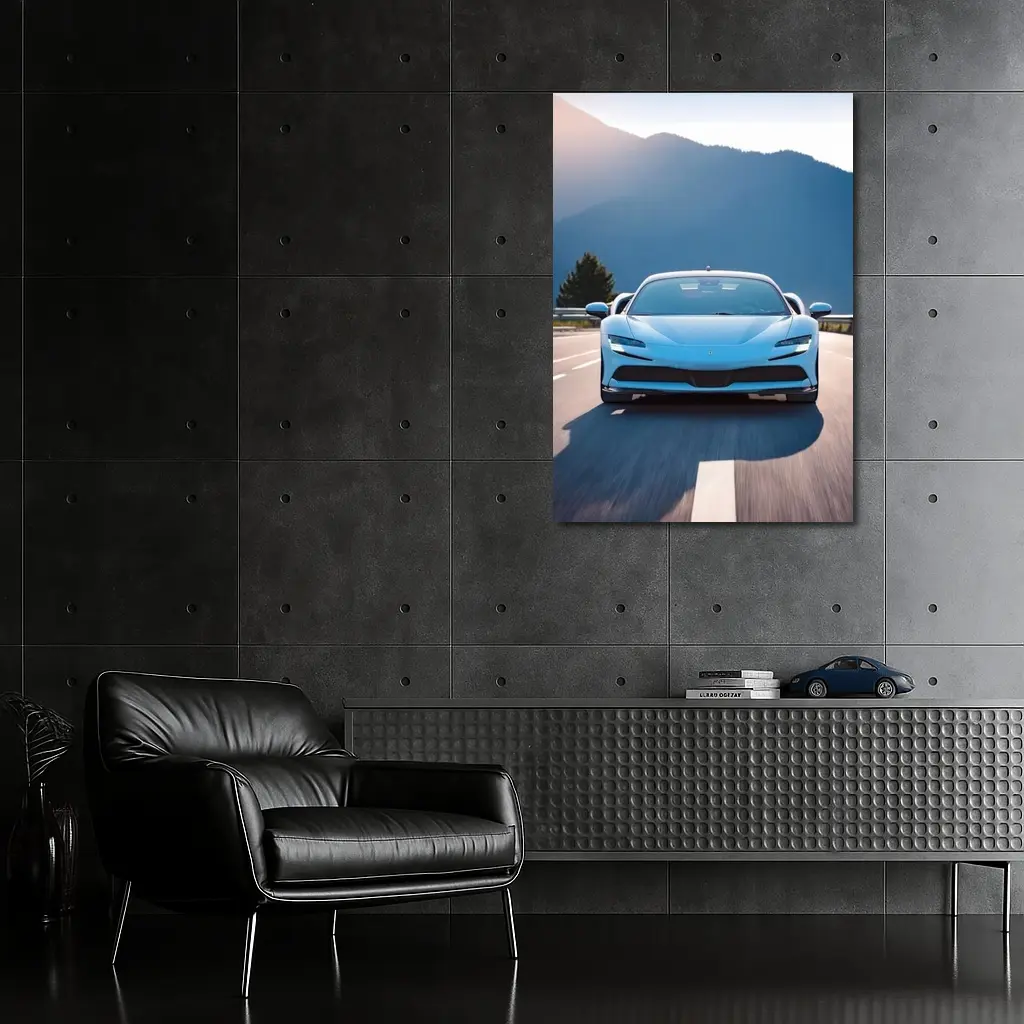 Ferrari SF90 Stradale Blue Mountain Road – Wall Art