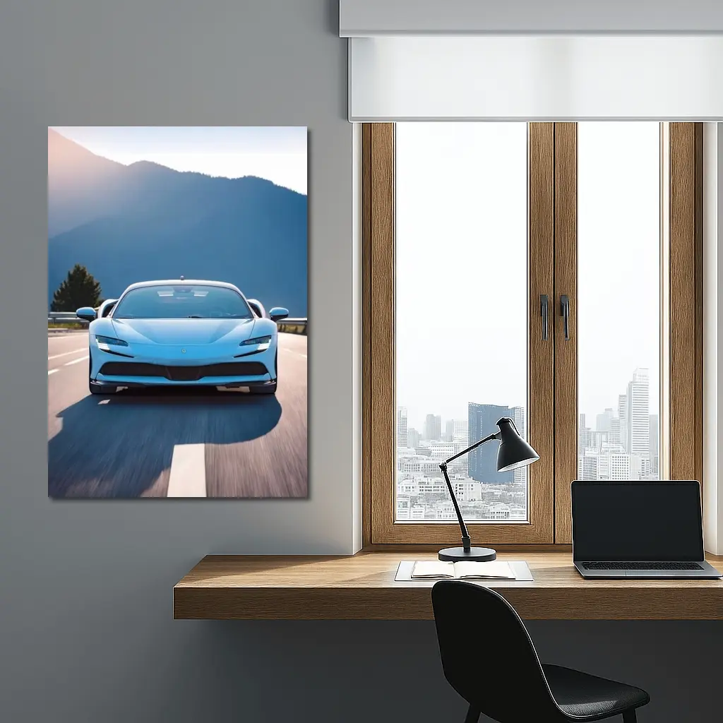 Ferrari SF90 Stradale Blue Mountain Road – Wall Art