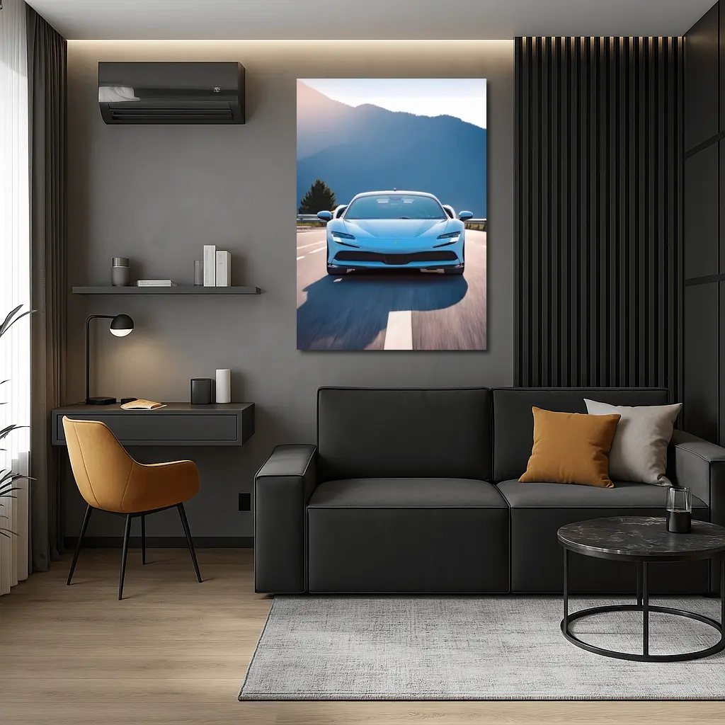 Ferrari SF90 Stradale Blue Mountain Road – Wall Art