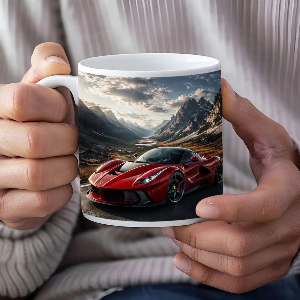 Ferrari LaFerrari Red Supercar Mountain Road – Mugs