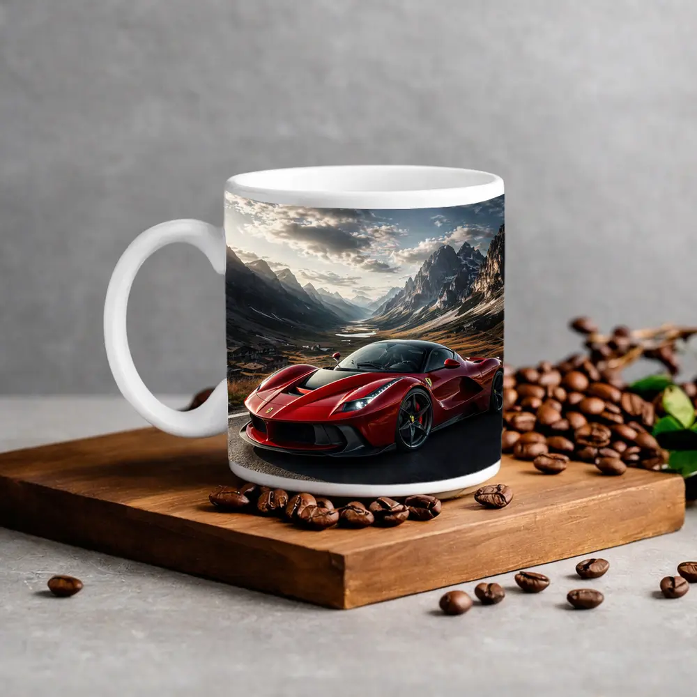 Ferrari LaFerrari Red Supercar Mountain Road – Mugs