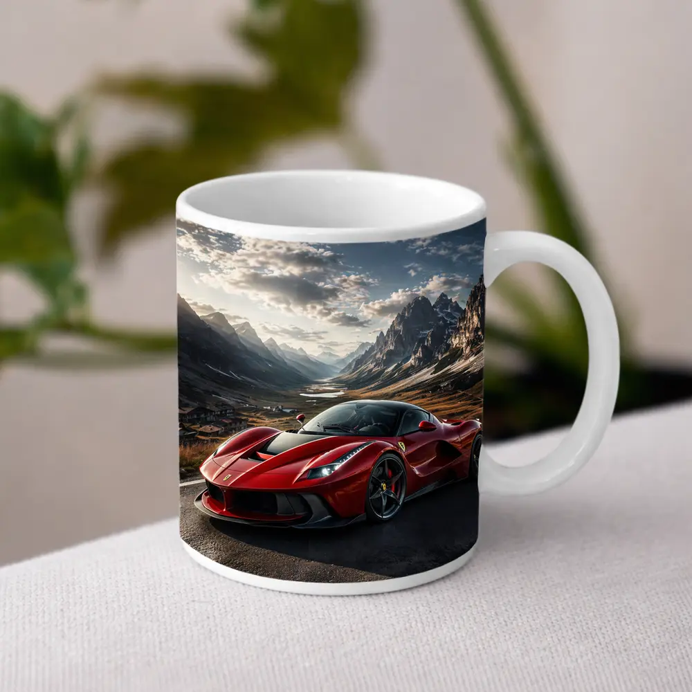 Ferrari LaFerrari Red Supercar Mountain Road – Mugs