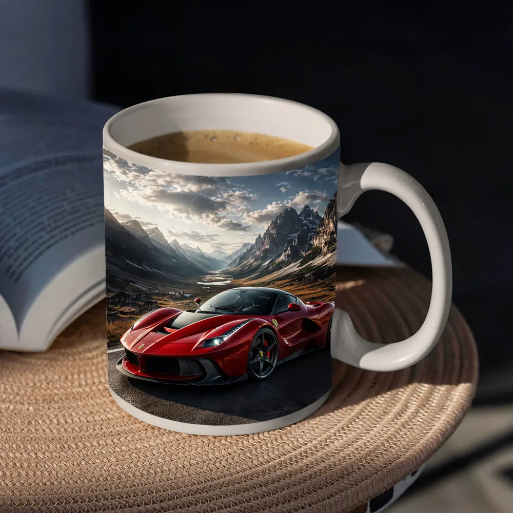 Ferrari LaFerrari Red Supercar Mountain Road – Mugs