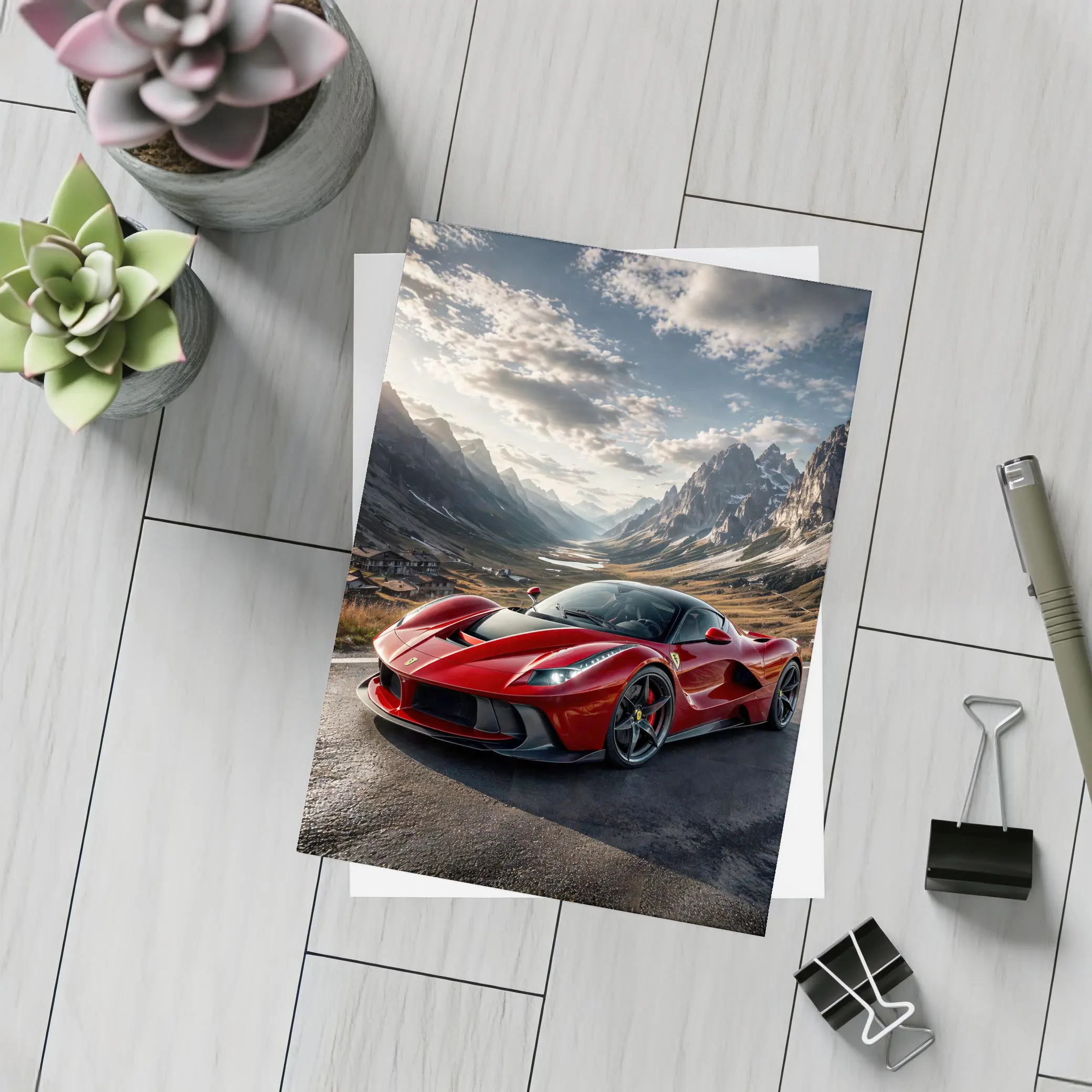 Ferrari LaFerrari Red Supercar Mountain Road – Postcards