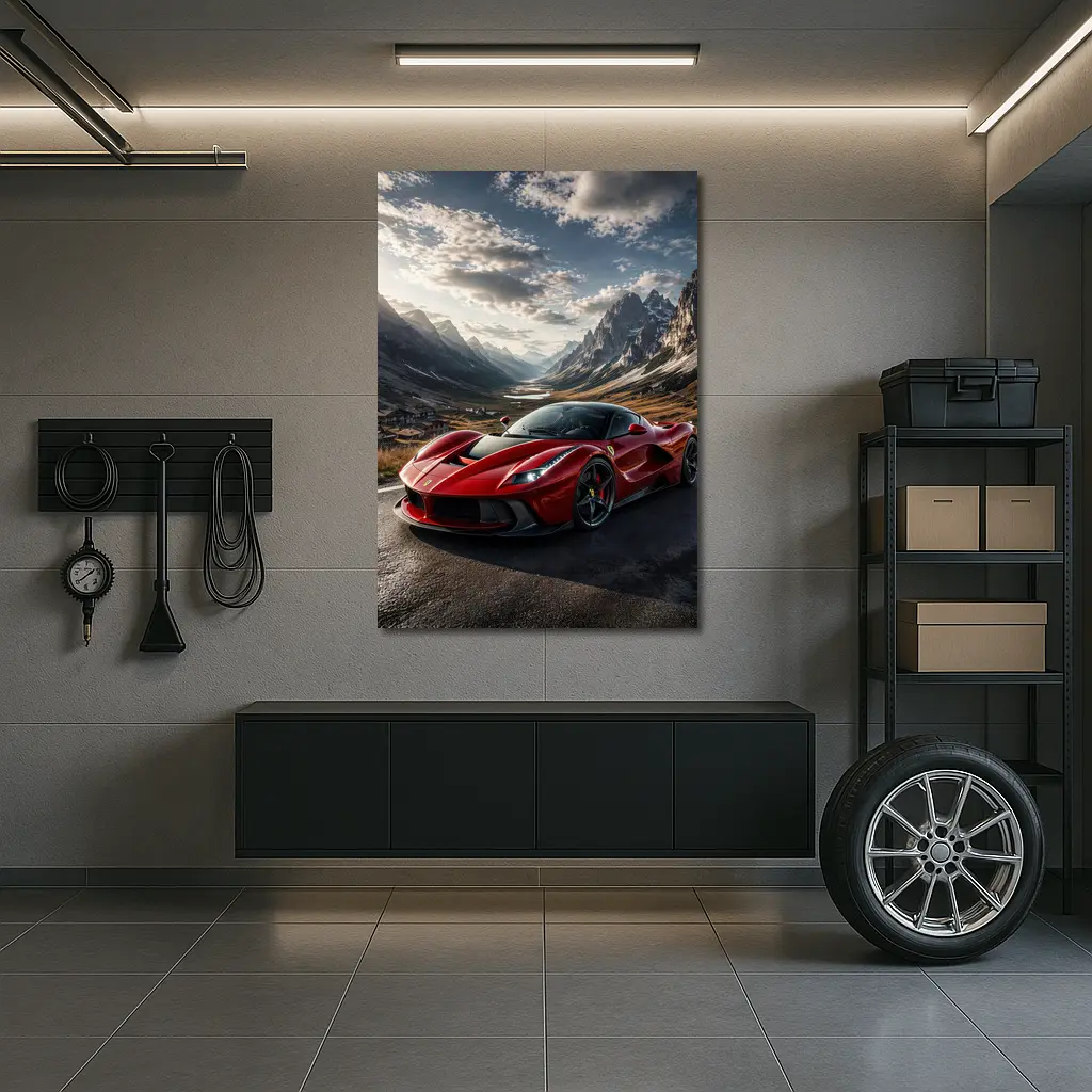 Ferrari LaFerrari Red Supercar Mountain Road – Wall Art