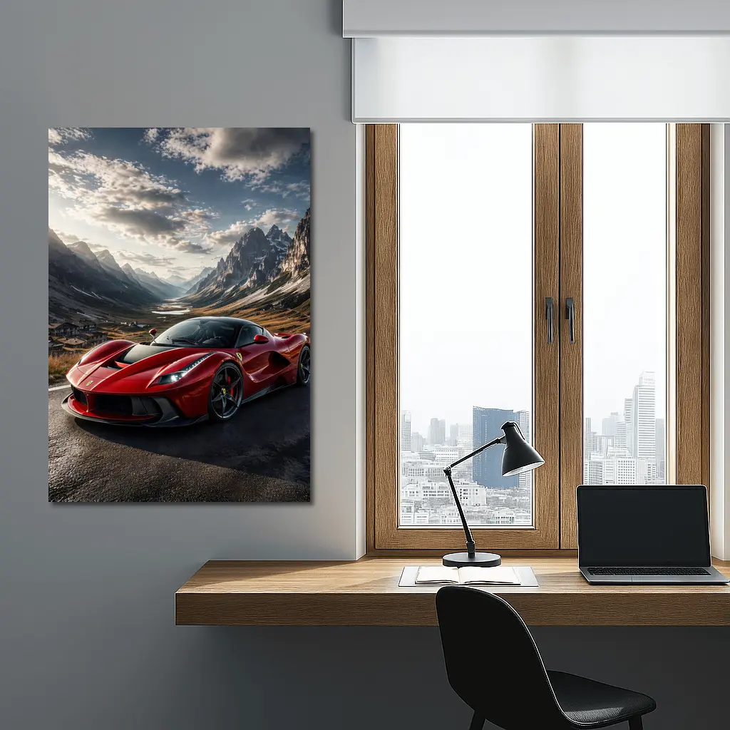 Ferrari LaFerrari Red Supercar Mountain Road – Wall Art