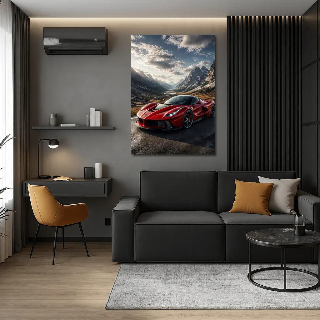 Ferrari LaFerrari Red Supercar Mountain Road – Wall Art