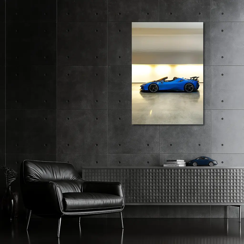 Ferrari SF90 Spider Blue Indoor Garage – Wall Art