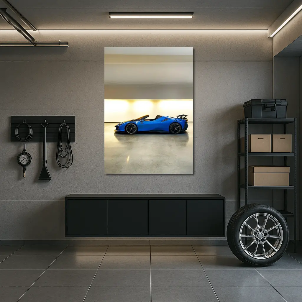 Ferrari SF90 Spider Blue Indoor Garage – Wall Art