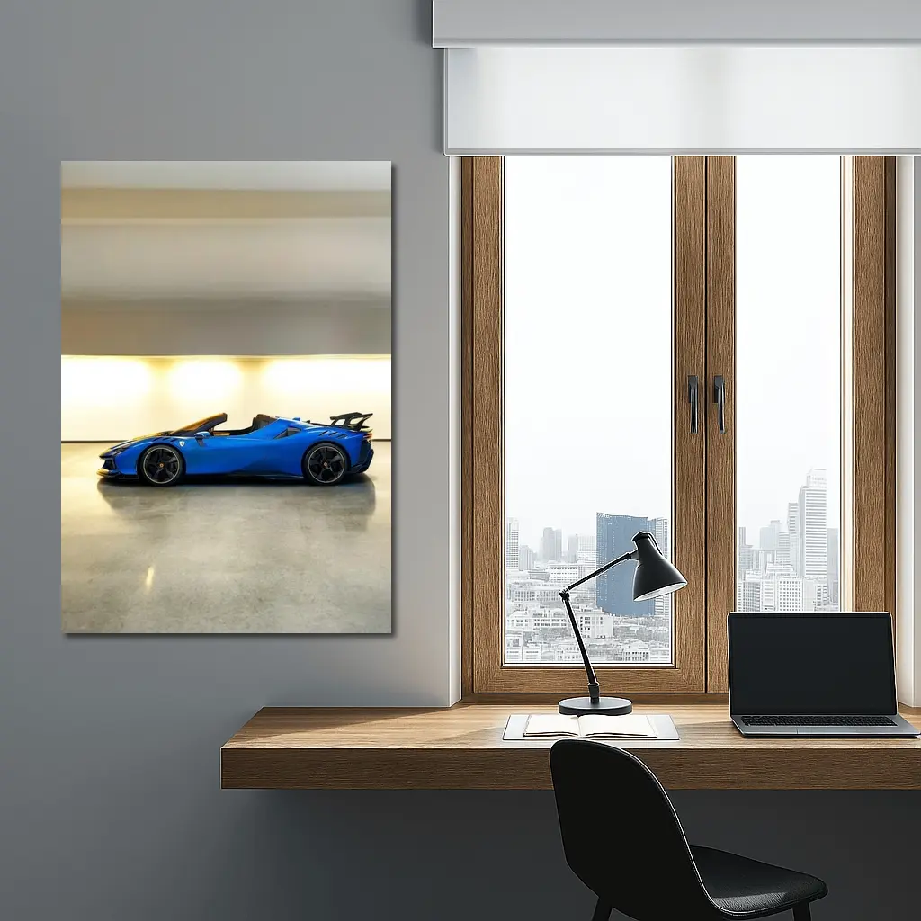 Ferrari SF90 Spider Blue Indoor Garage – Wall Art