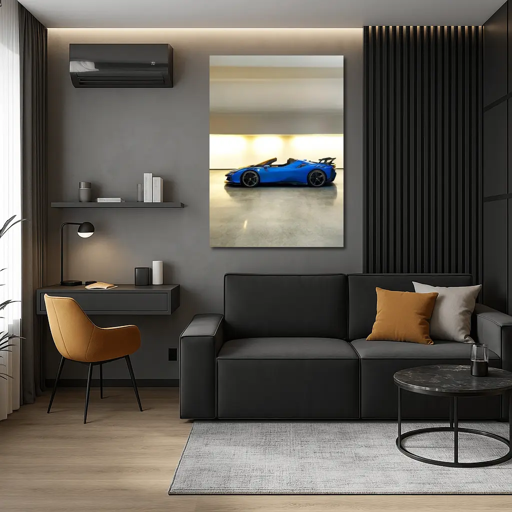 Ferrari SF90 Spider Blue Indoor Garage – Wall Art