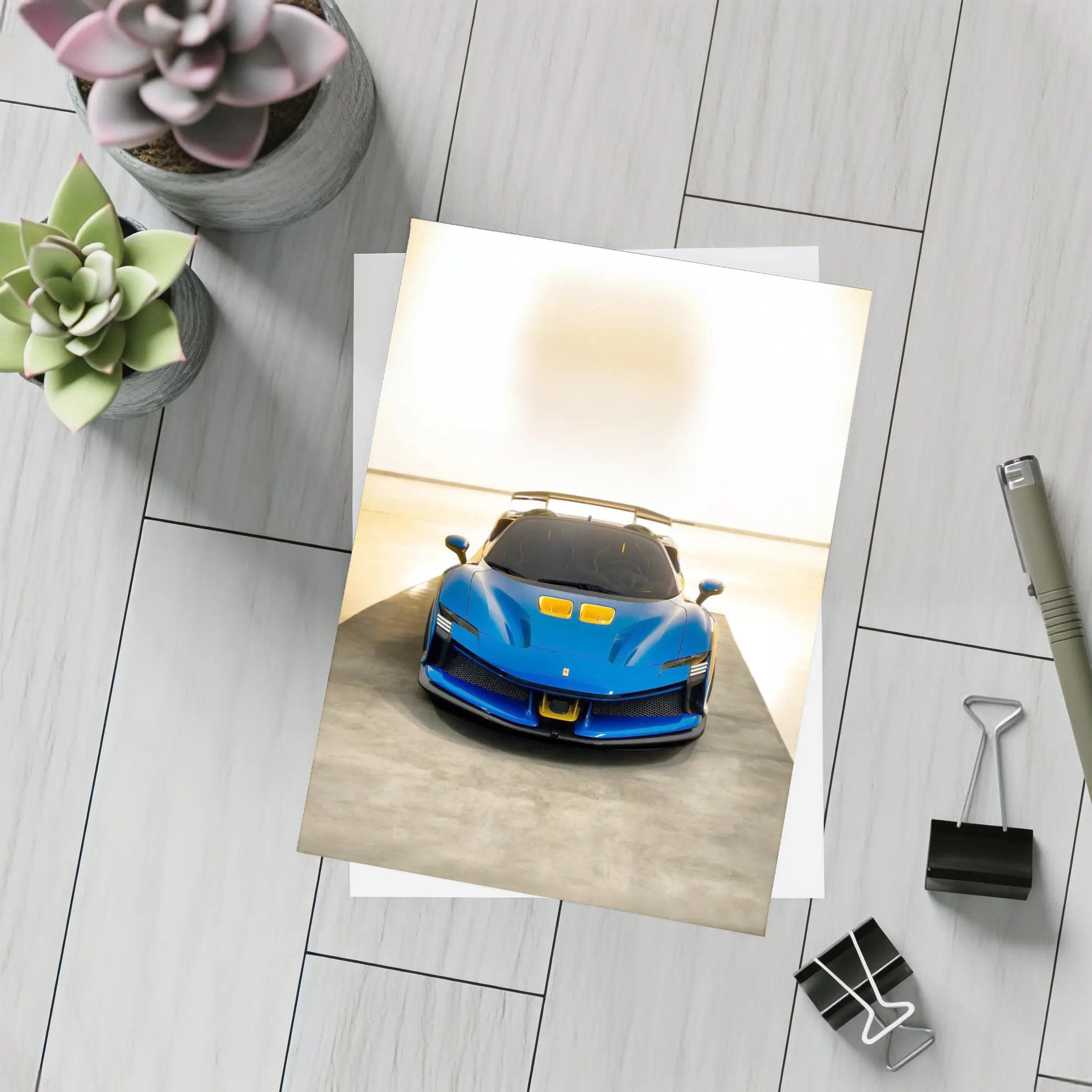 Ferrari SF90 XX Blue Supercar Studio – Postcards
