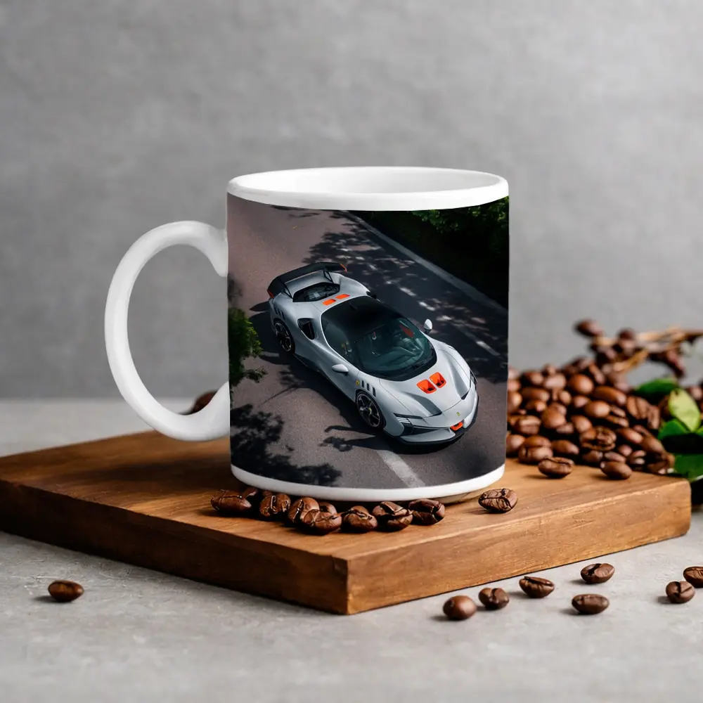 Ferrari SF90 Stradale White Orange Road – Mugs