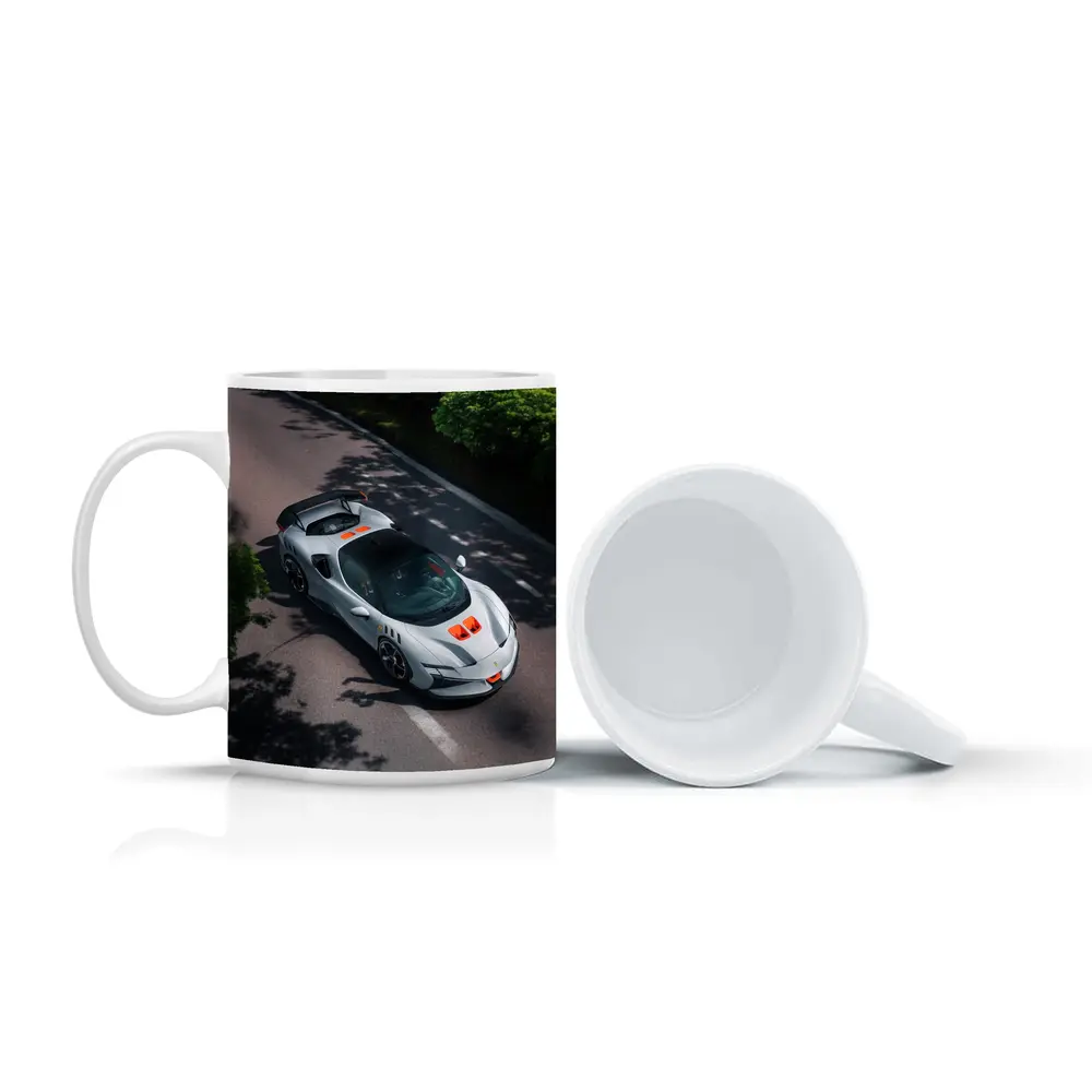 Ferrari SF90 Stradale White Orange Road – Mugs