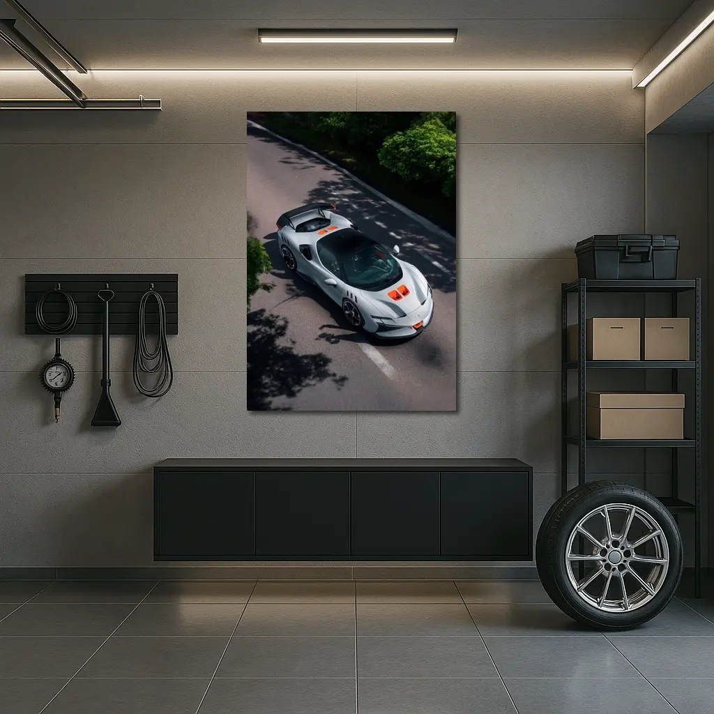 Ferrari SF90 Stradale White Orange Road – Wall Art