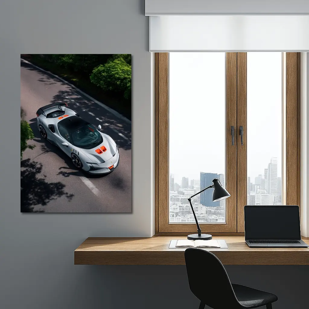 Ferrari SF90 Stradale White Orange Road – Wall Art