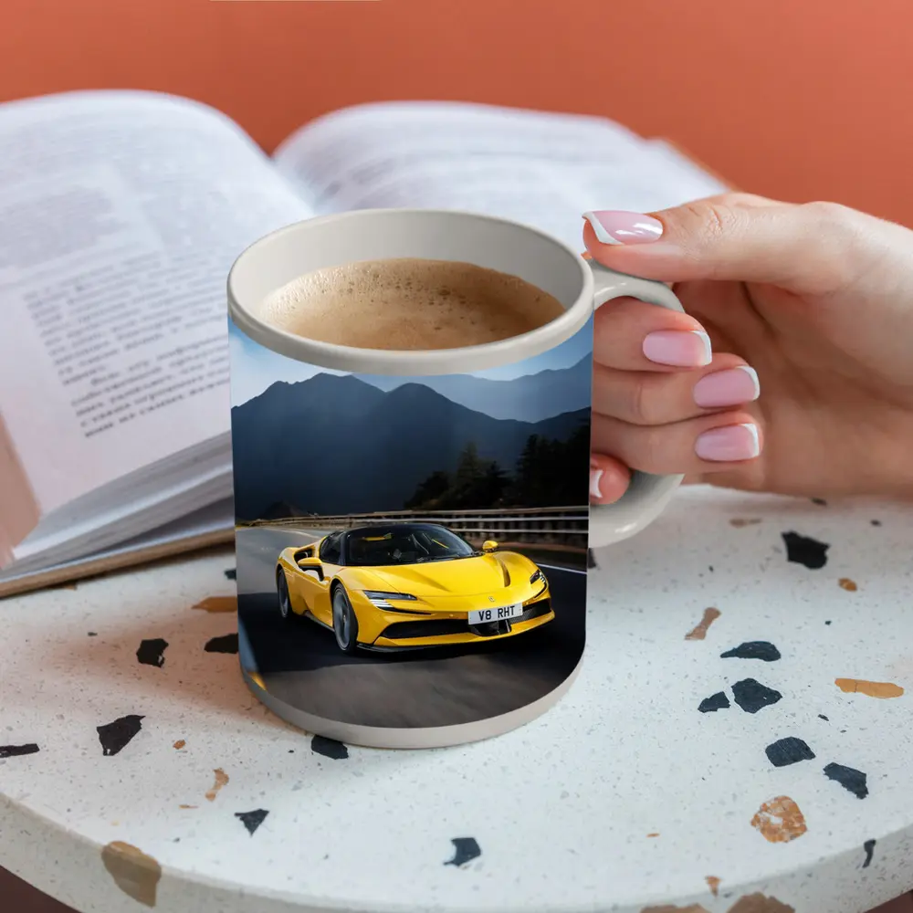 Ferrari SF90 Stradale Yellow Mountain Road – Mugs