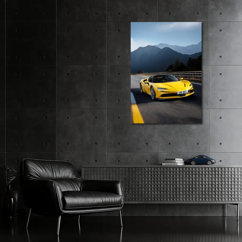 Ferrari SF90 Stradale Yellow Mountain Road – Wall Art