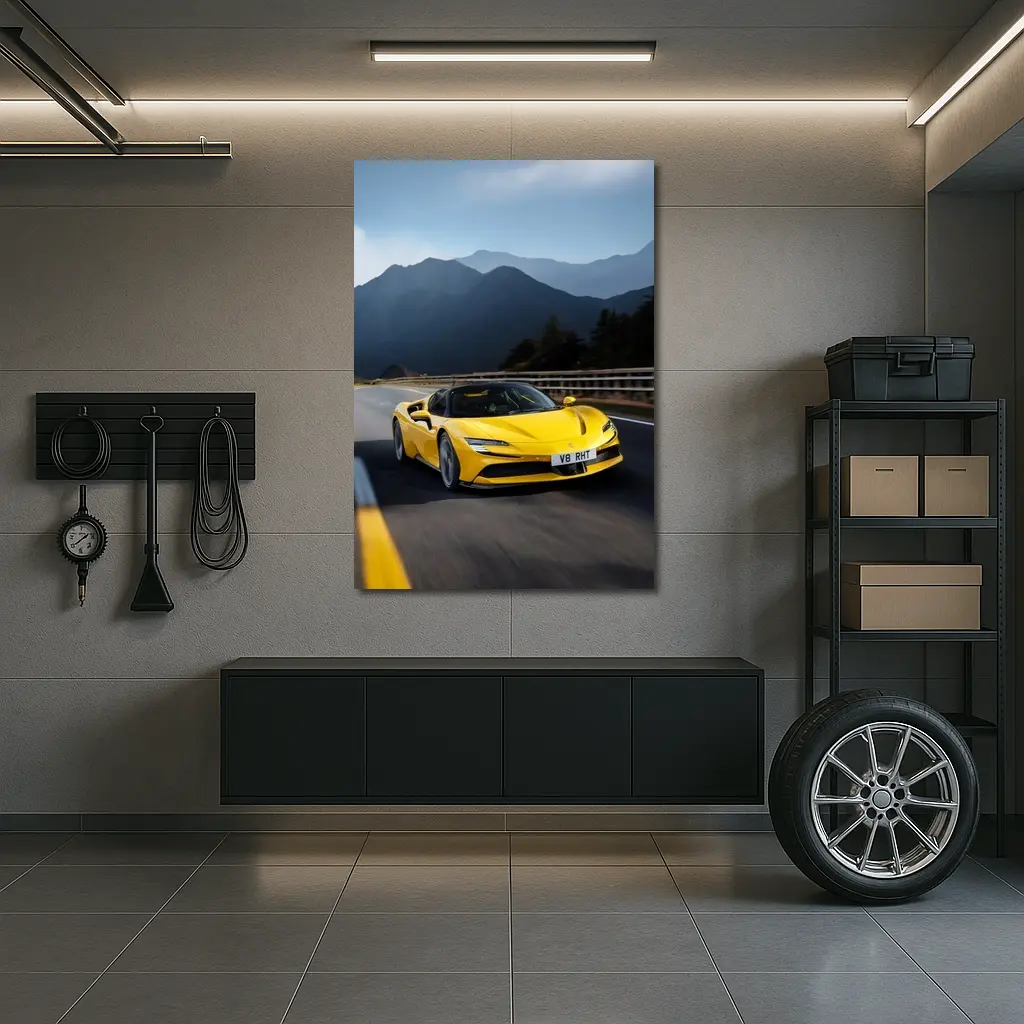 Ferrari SF90 Stradale Yellow Mountain Road – Wall Art