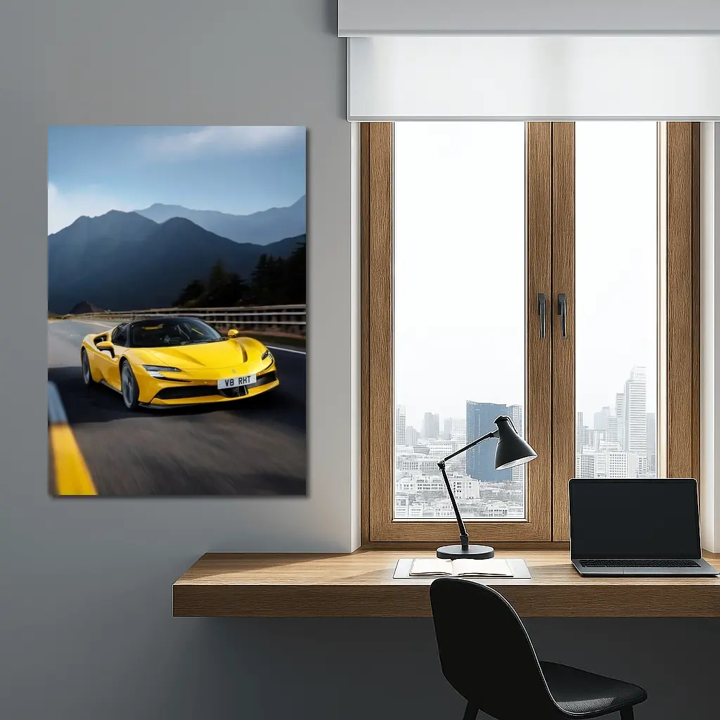 Ferrari SF90 Stradale Yellow Mountain Road – Wall Art