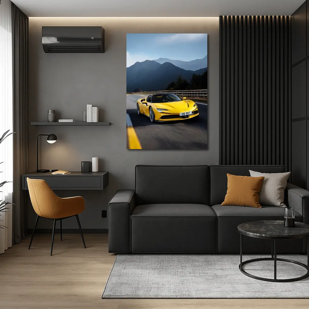Ferrari SF90 Stradale Yellow Mountain Road – Wall Art
