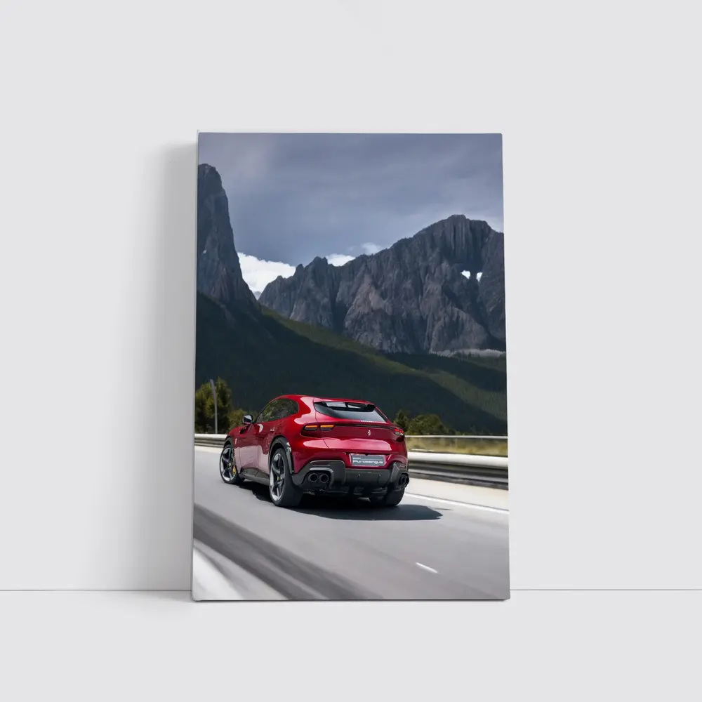 Ferrari Purosangue Red SUV Mountain Road – Wall Art