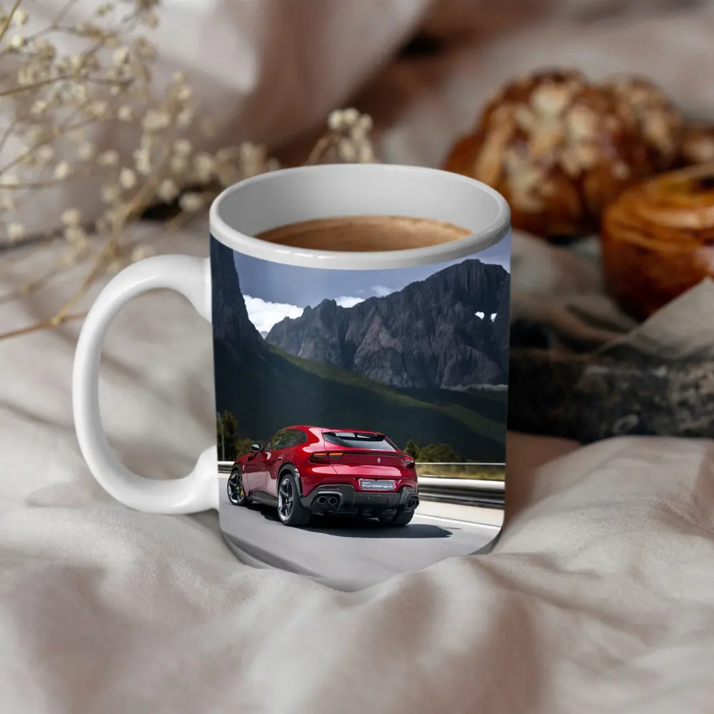 Ferrari Purosangue Red SUV Mountain Road – Mugs