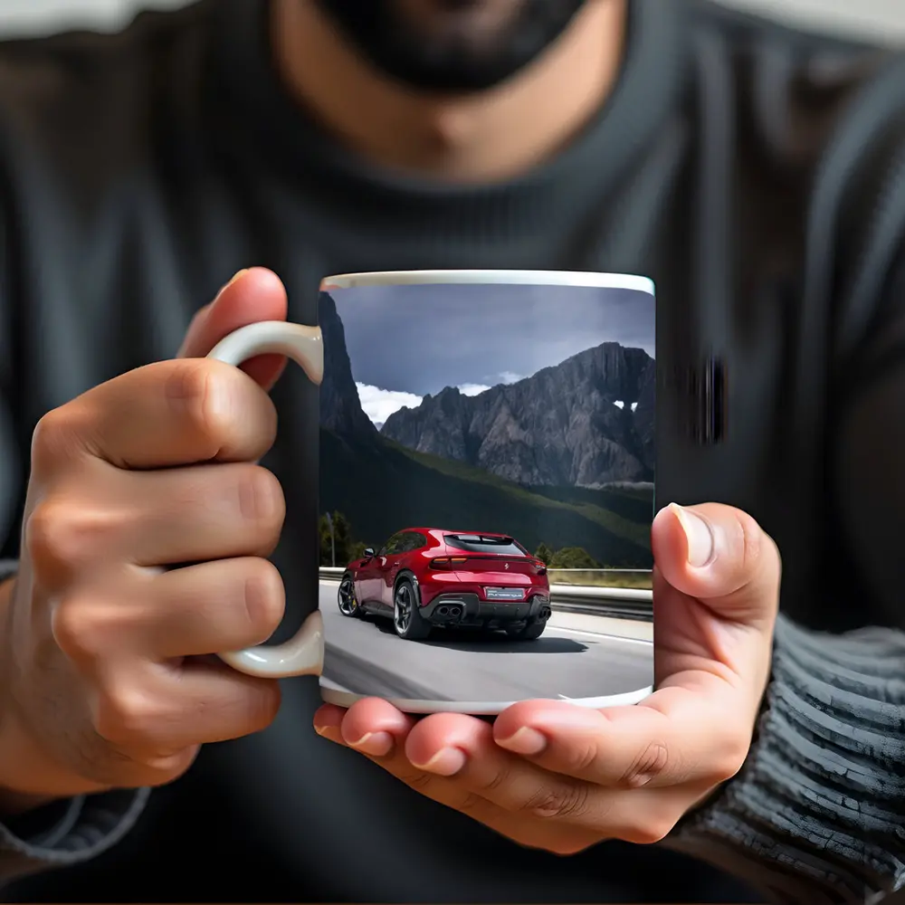 Ferrari Purosangue Red SUV Mountain Road – Mugs