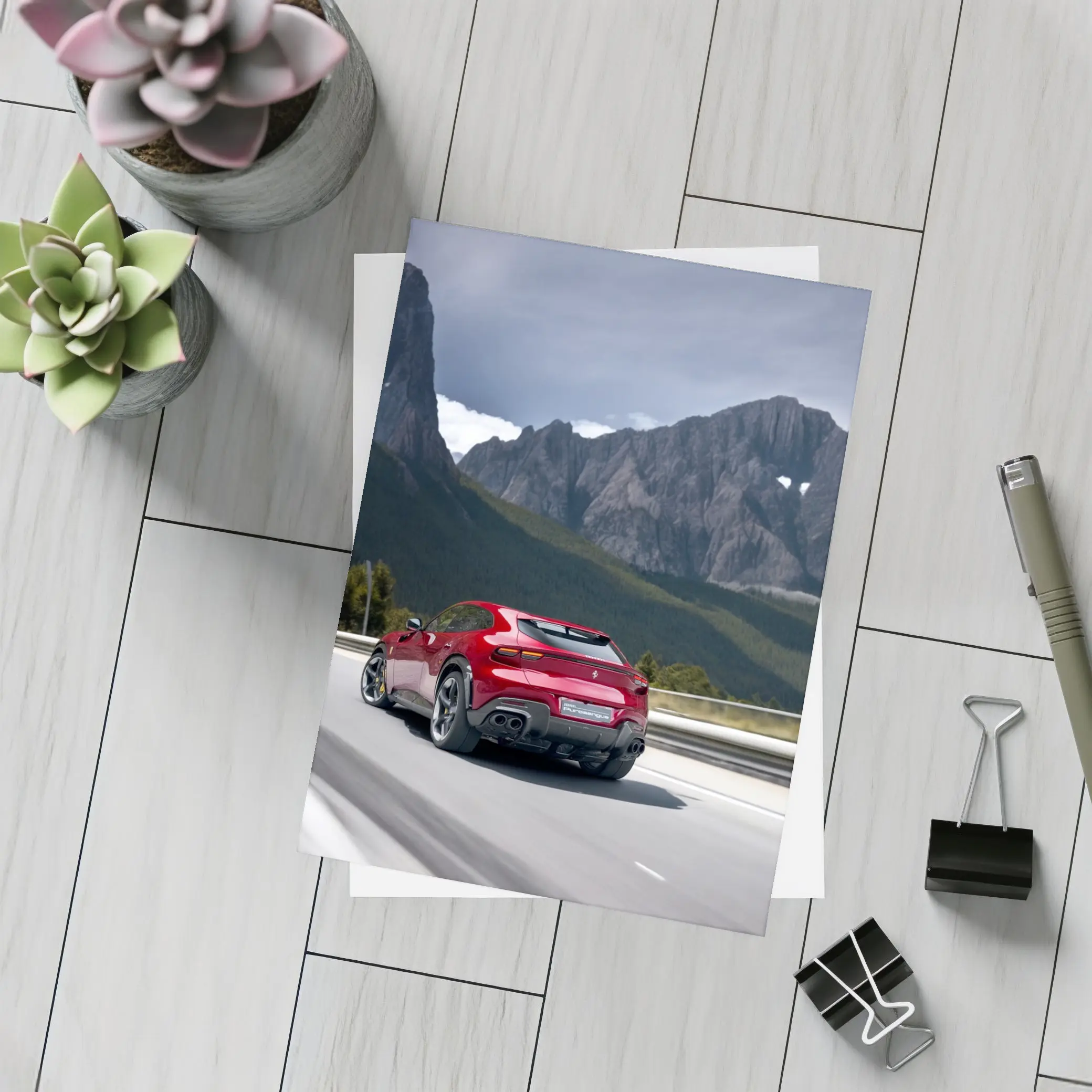 Ferrari Purosangue Red SUV Mountain Road – Postcards