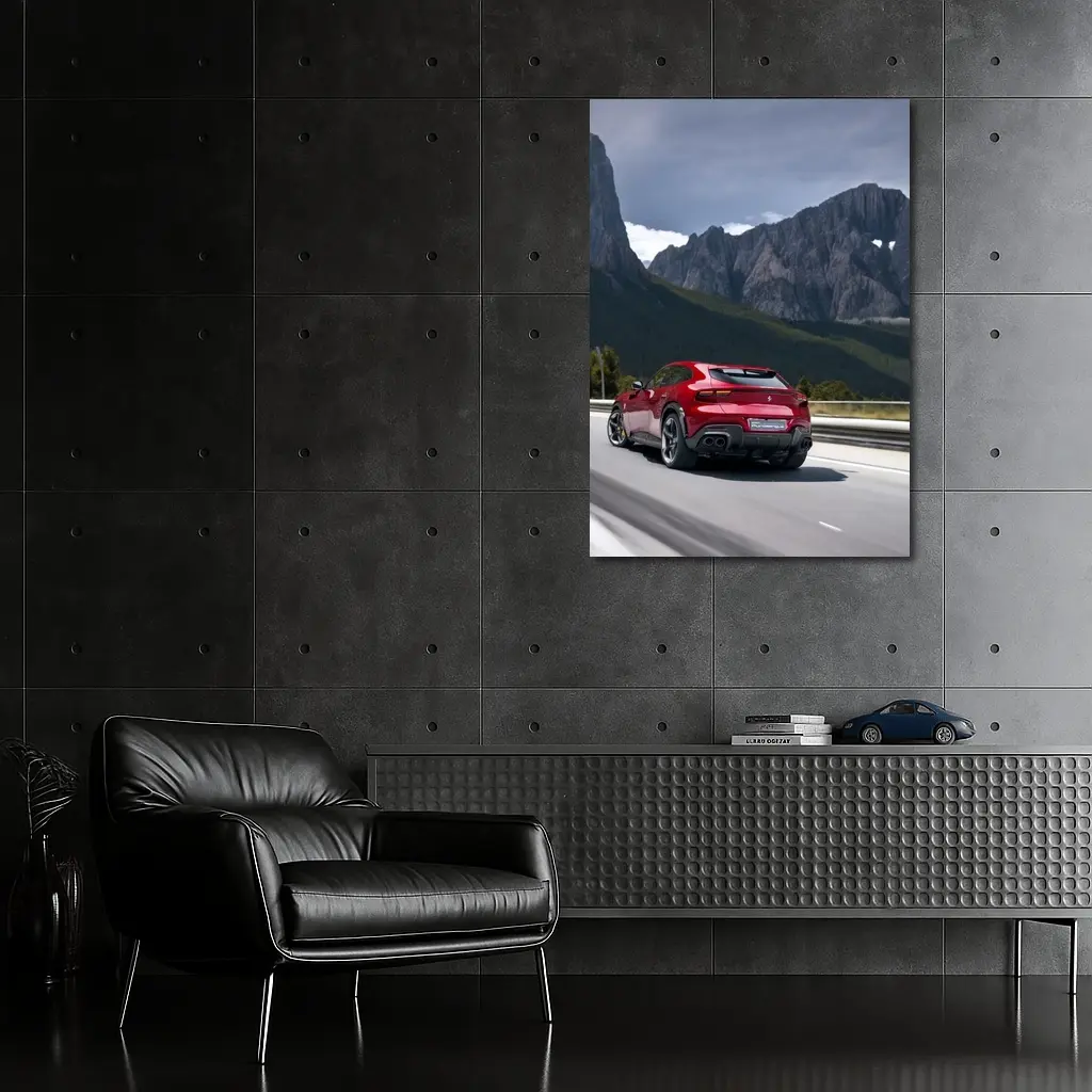 Ferrari Purosangue Red SUV Mountain Road – Wall Art