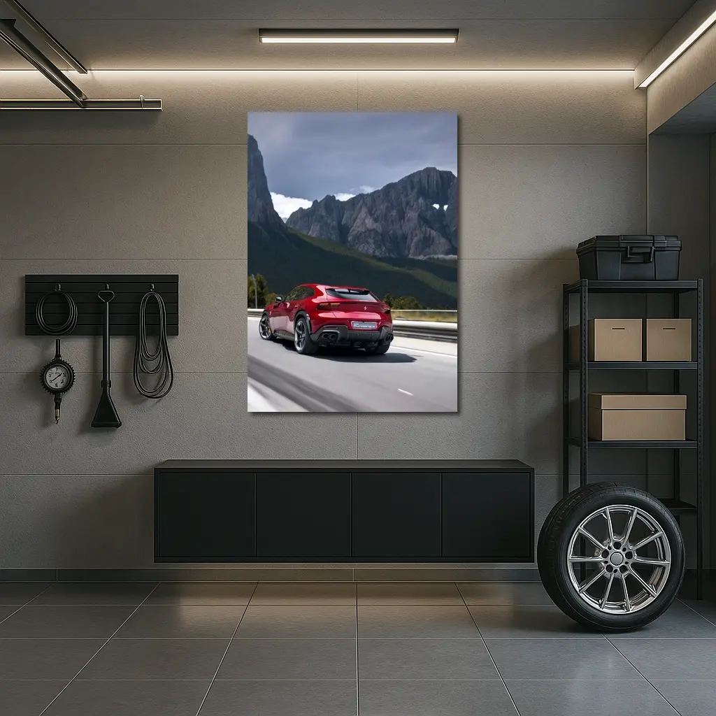 Ferrari Purosangue Red SUV Mountain Road – Wall Art