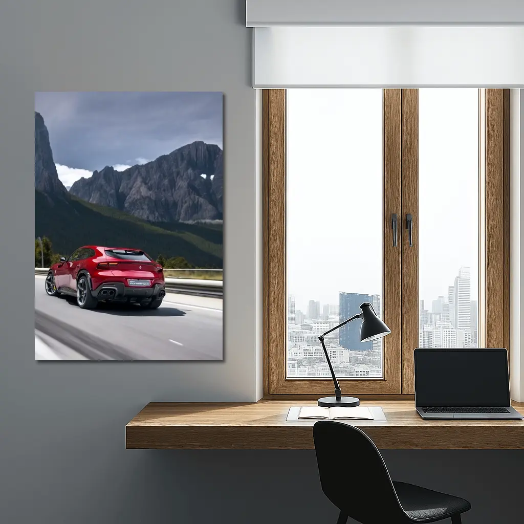 Ferrari Purosangue Red SUV Mountain Road – Wall Art