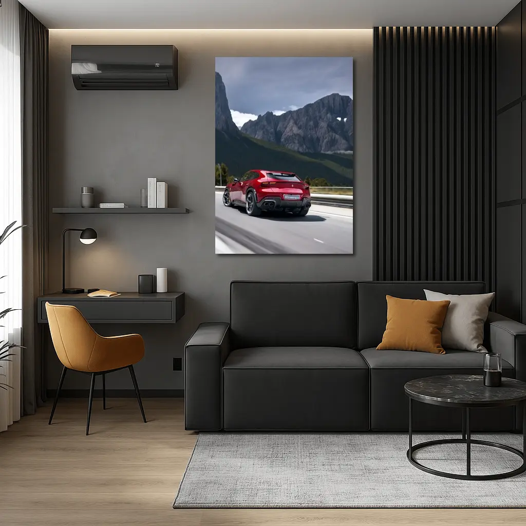 Ferrari Purosangue Red SUV Mountain Road – Wall Art