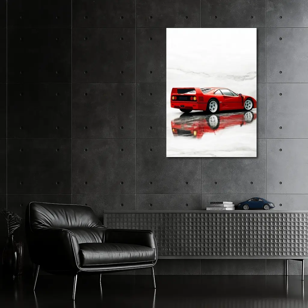 Ferrari F40 Red Marble Surface Reflection – Wall Art