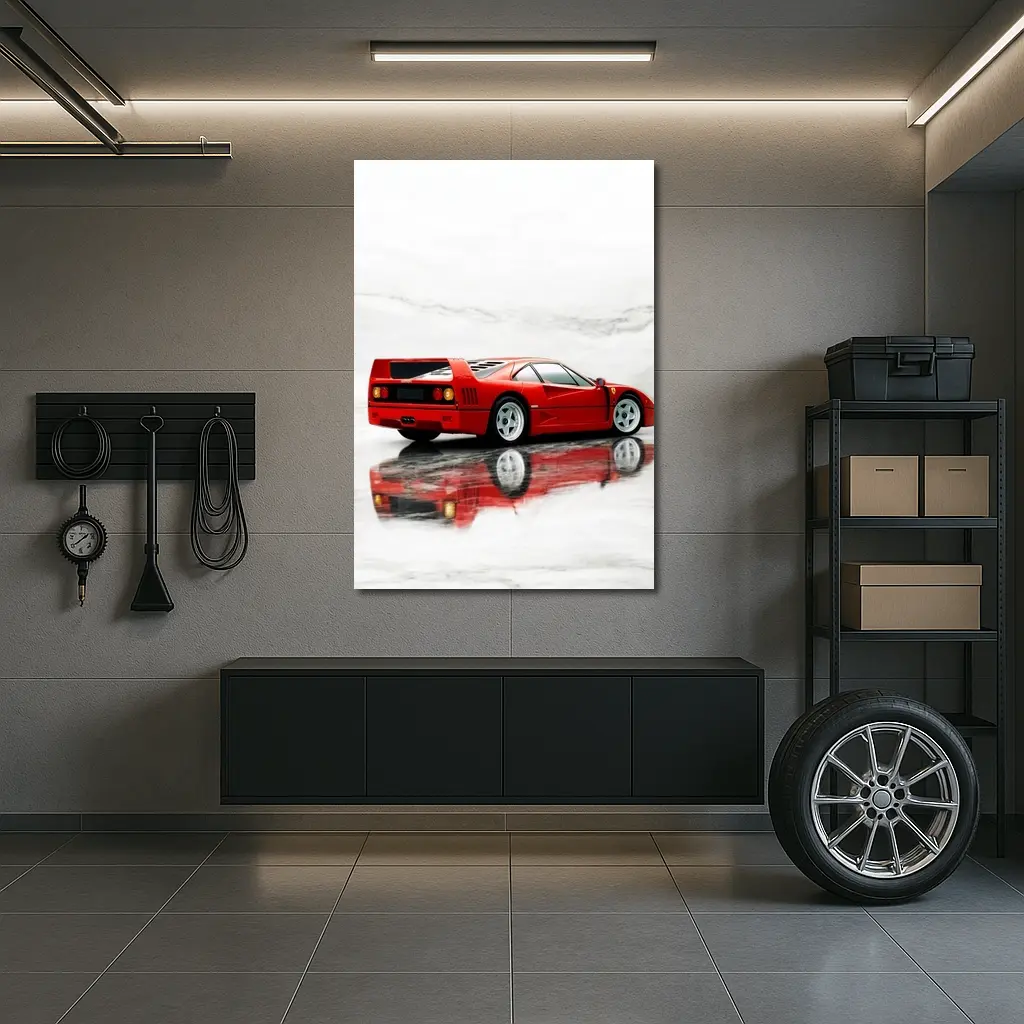 Ferrari F40 Red Marble Surface Reflection – Wall Art