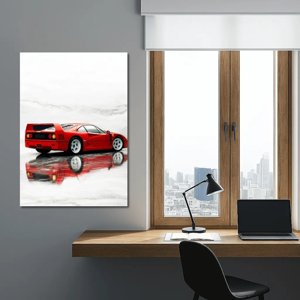 Ferrari F40 Red Marble Surface Reflection – Wall Art