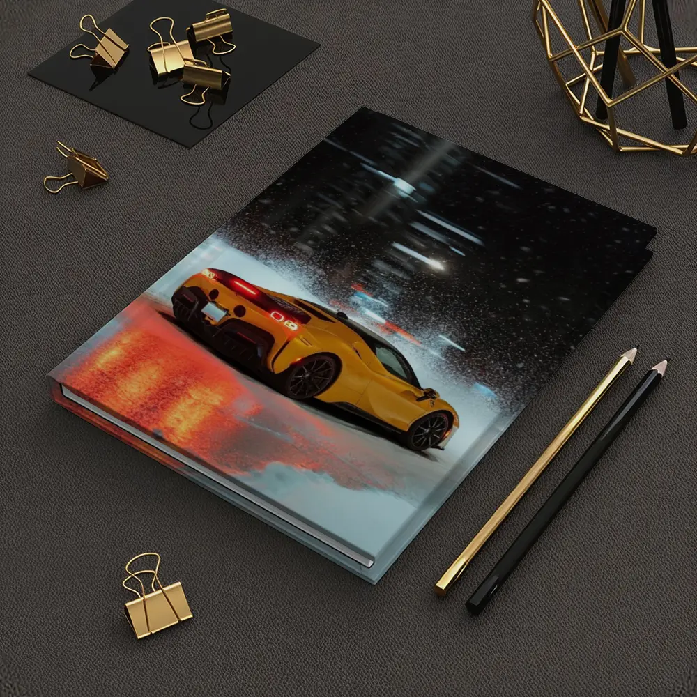 Ferrari SF90 Stradale Yellow Snowy Night City – Notebooks