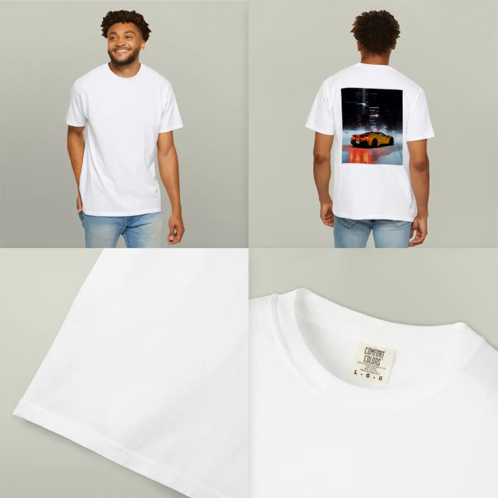 Ferrari SF90 Stradale Yellow Snowy Night City – T-Shirts