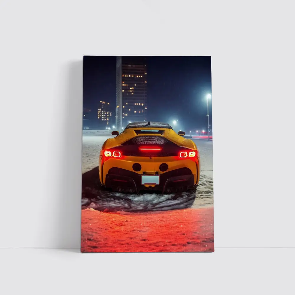 Ferrari SF90 Stradale Snow Night City – Wall Art