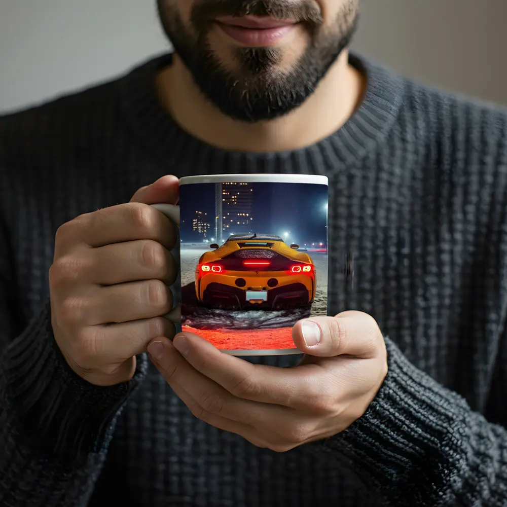 Ferrari SF90 Stradale Snow Night City – Mugs