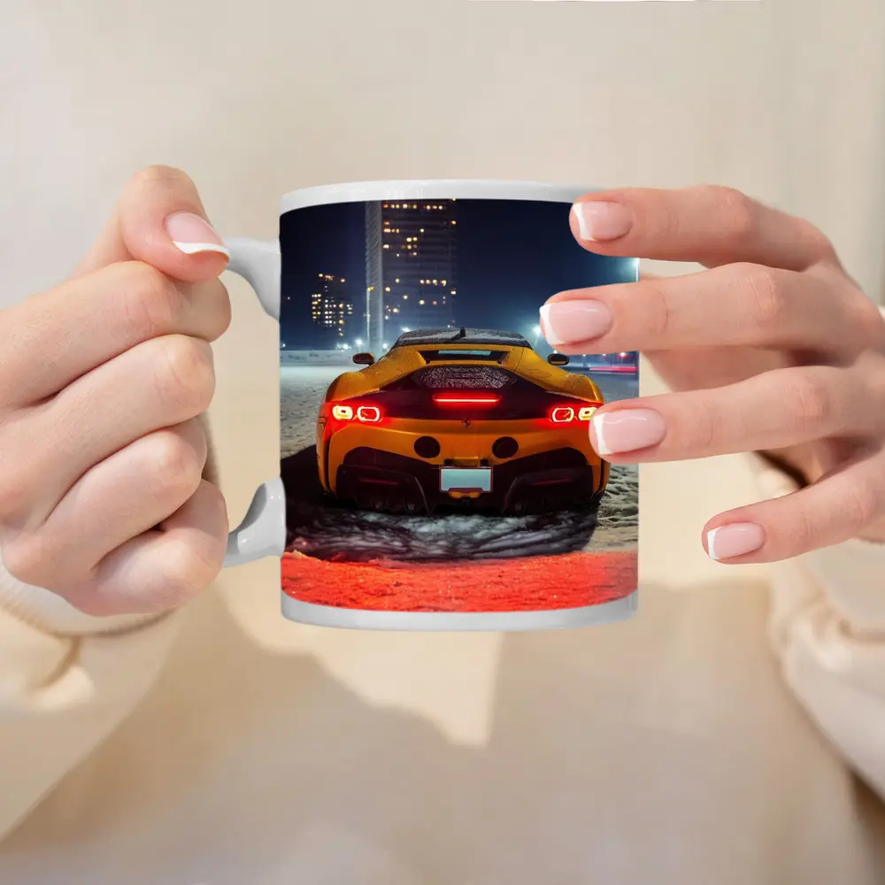 Ferrari SF90 Stradale Snow Night City – Mugs