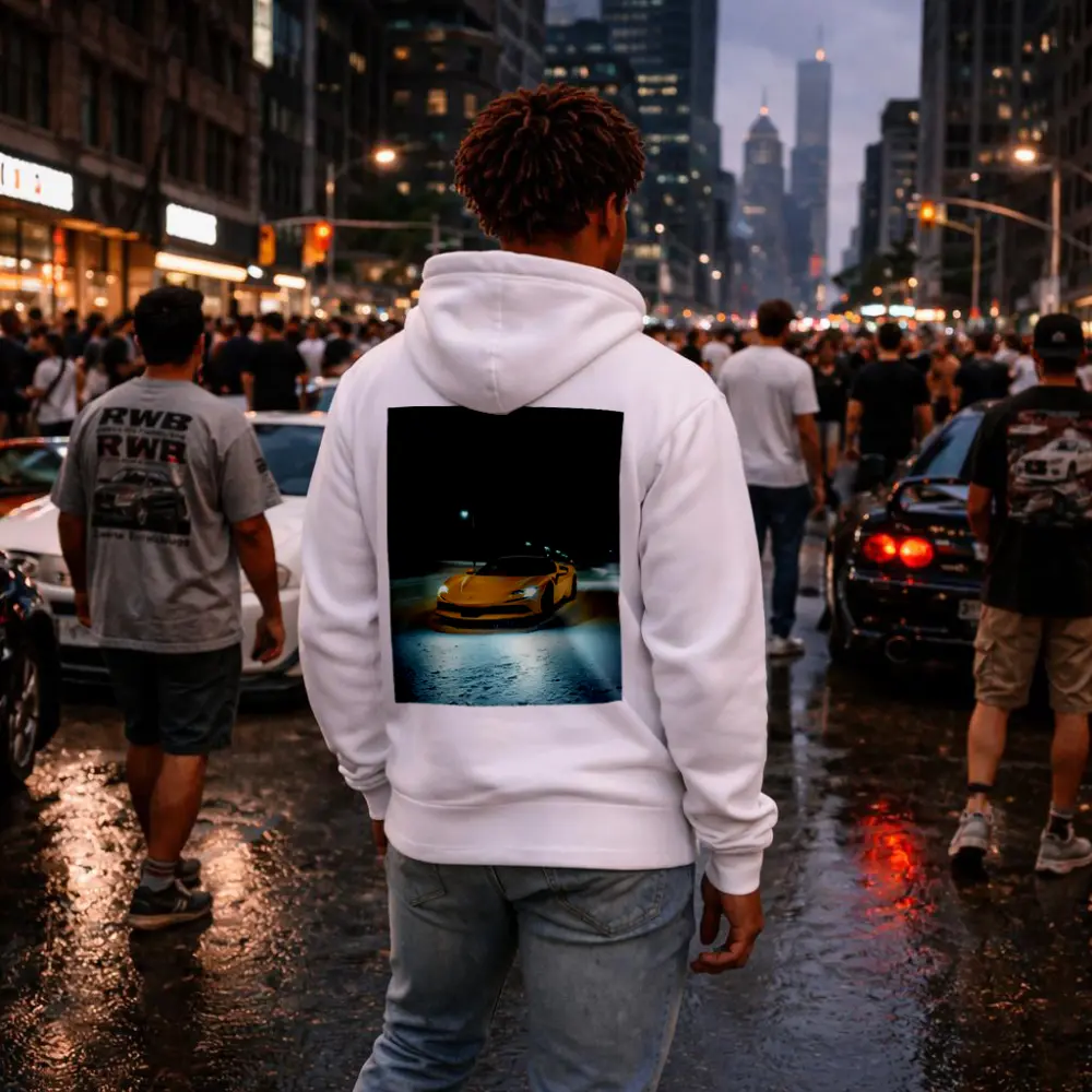 Ferrari SF90 Stradale Yellow Snow Night – Hoodies