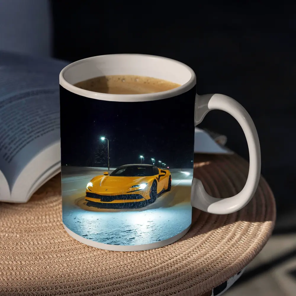 Ferrari SF90 Stradale Yellow Snow Night – Mugs